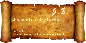 Joanovics Boglárka névjegykártya