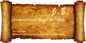 Joanovics Boglárka névjegykártya
